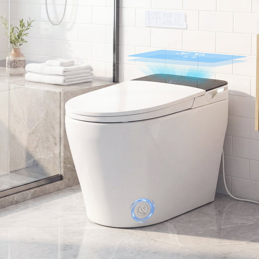 Smart Toilet with Built-in Bidet ADA Height with Auto Flush and Heated Seat and Remote-White - Tampa Home & Garden Store