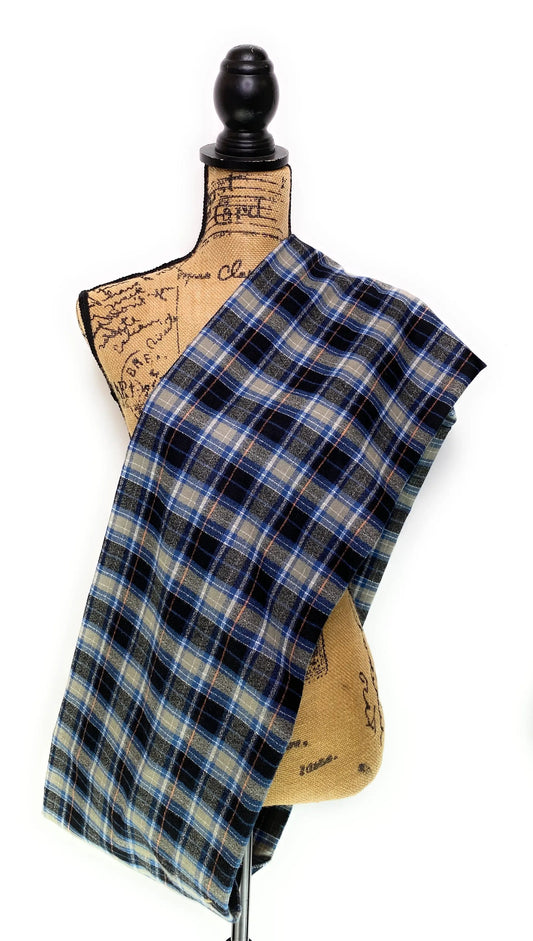 Scarf Smokey Grey and White Luxe Plaid Infinity by Thistle & Stitch, blue grey plaid fabric on Tampa Home & Garden Store