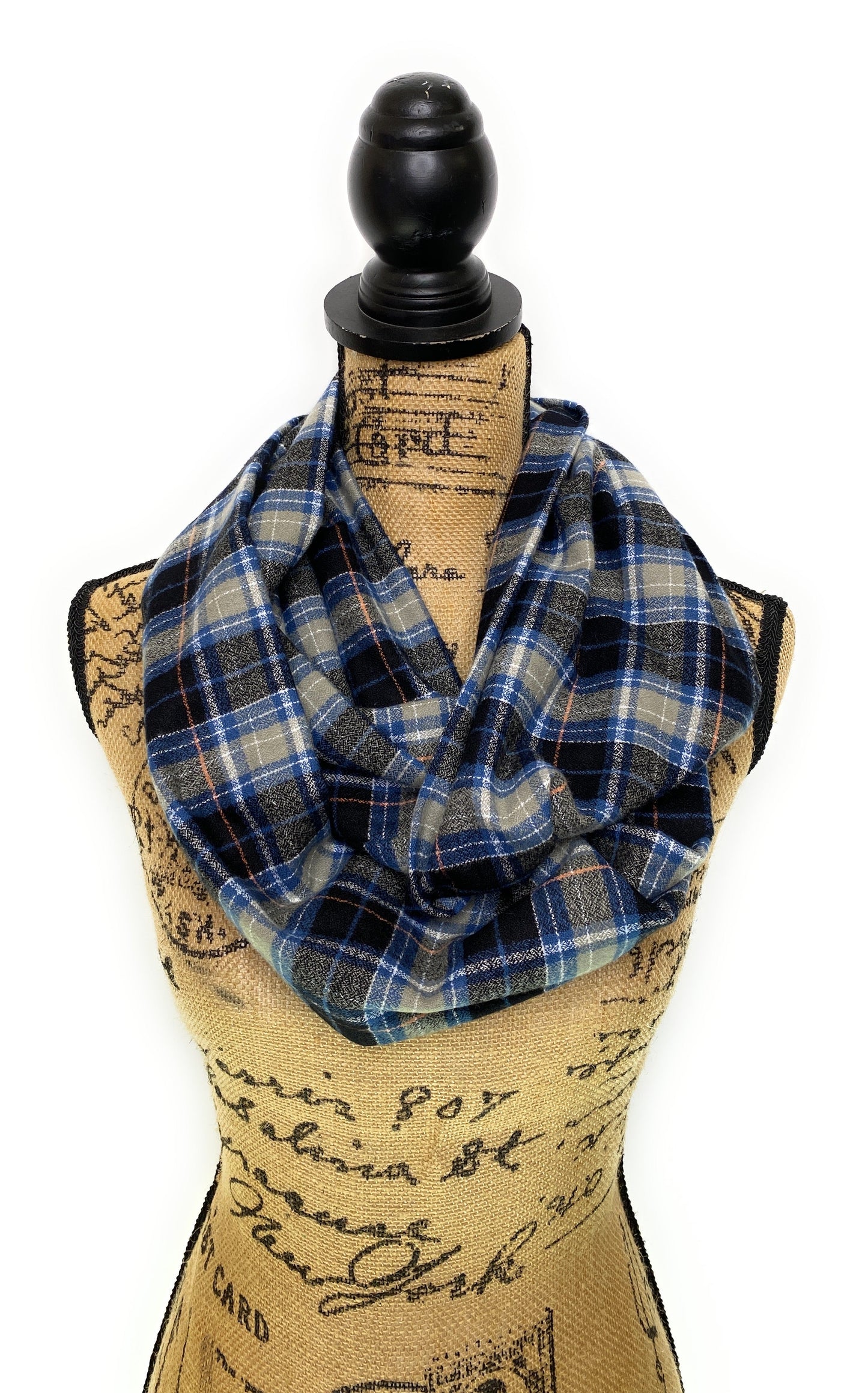 Smokey Grey, Dusty Blue, Black, and White Luxe Collection Plaid Infinity and Blanket Scarves - Tampa Home & Garden Store