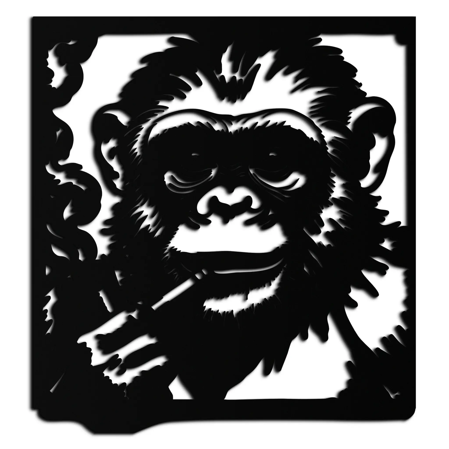 Smoking Chimpanzee Metal Wall Art Black Finish, modern Enova Art metal wall decor on Tampa Home & Garden Store