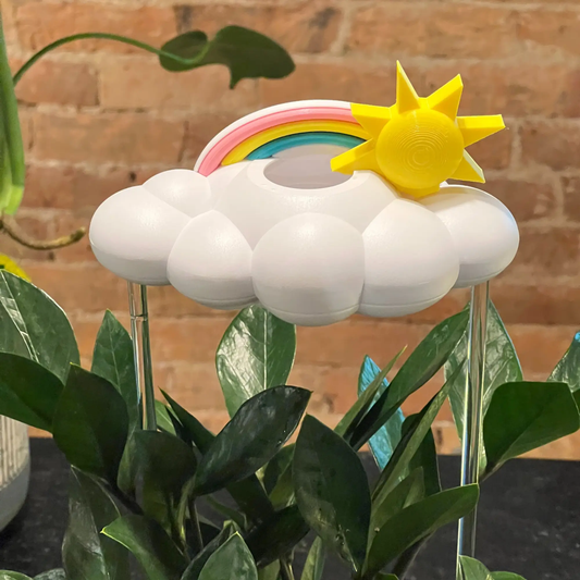 Dripping Rainbow Cloud with Sun houseplant accessory featuring pastel rainbow and yellow sun on Tampa Home & Garden Store