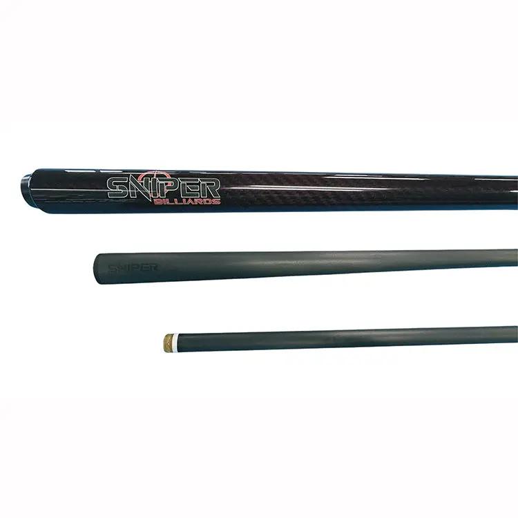 Sniper Carbon 3-piece playing cue by Crosby's Billiards, black carbon-fiber finish with logo on Tampa Home & Garden Store