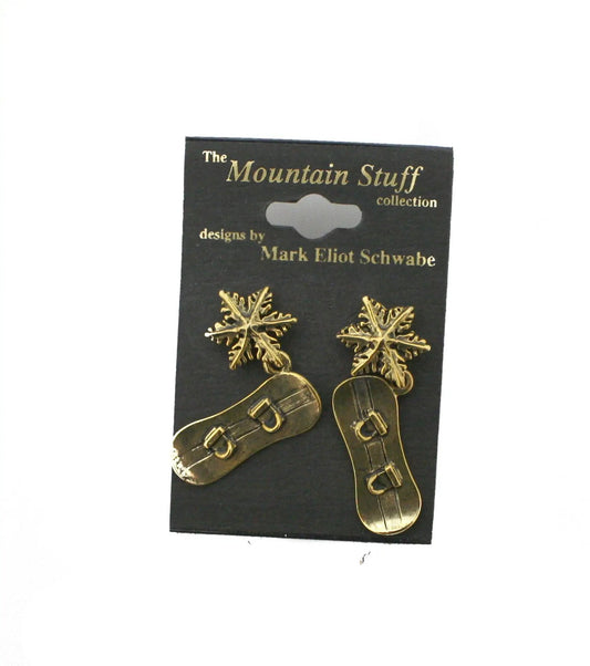 Snowboard and Snowflake Earrings Collection gold-tone snowflakes and snowboard charms on Tampa Home & Garden Store
