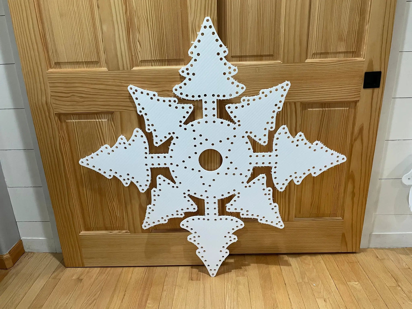 Snowflake Trees Center Star decor white perforated snowflake layers form a vertical tree on Tampa Home & Garden Store
