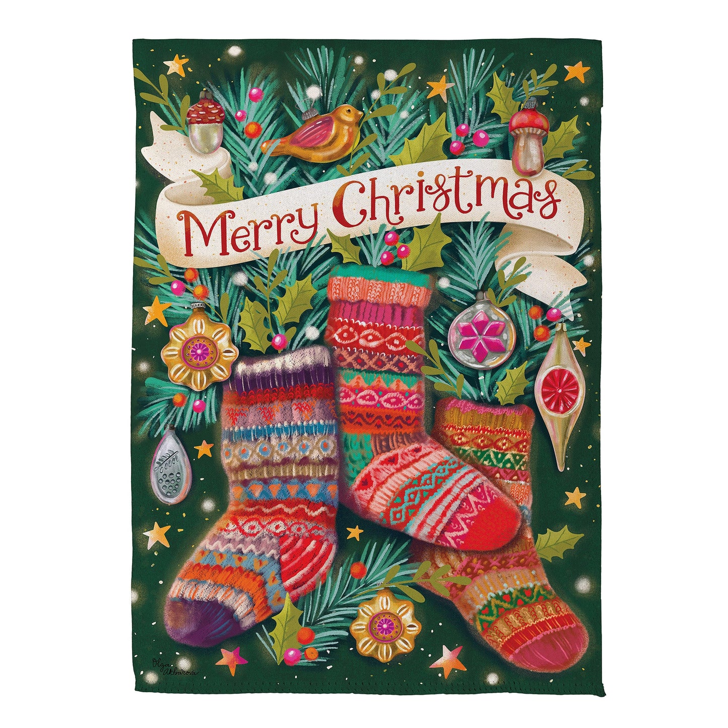 Sock Ornaments Suede Garden Flag - Tampa Home & Garden Store