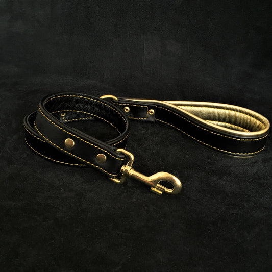 Soft leather brass plated leash - Tampa Home & Garden Store