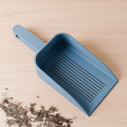 Soil shovel for potting and mixing in blue-gray finish by Modernized Pottery, Texas-made, on Tampa Home & Garden Store