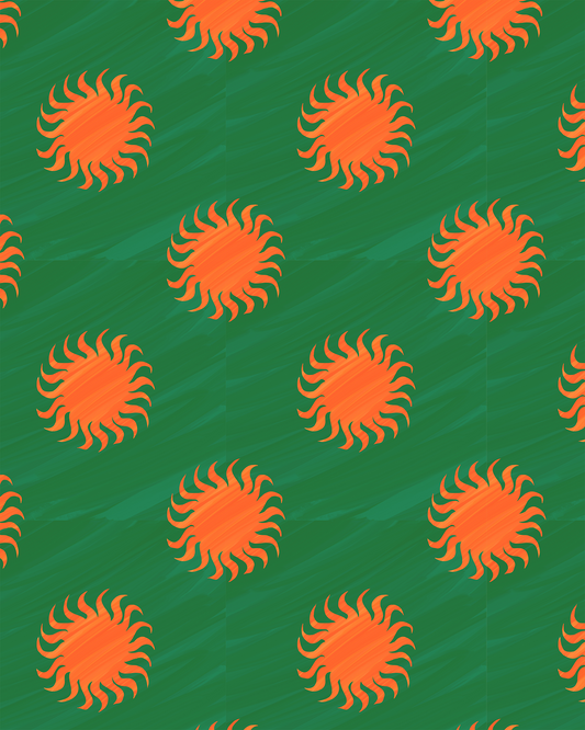 Sol Wallpaper, green and orange - Tampa Home & Garden Store