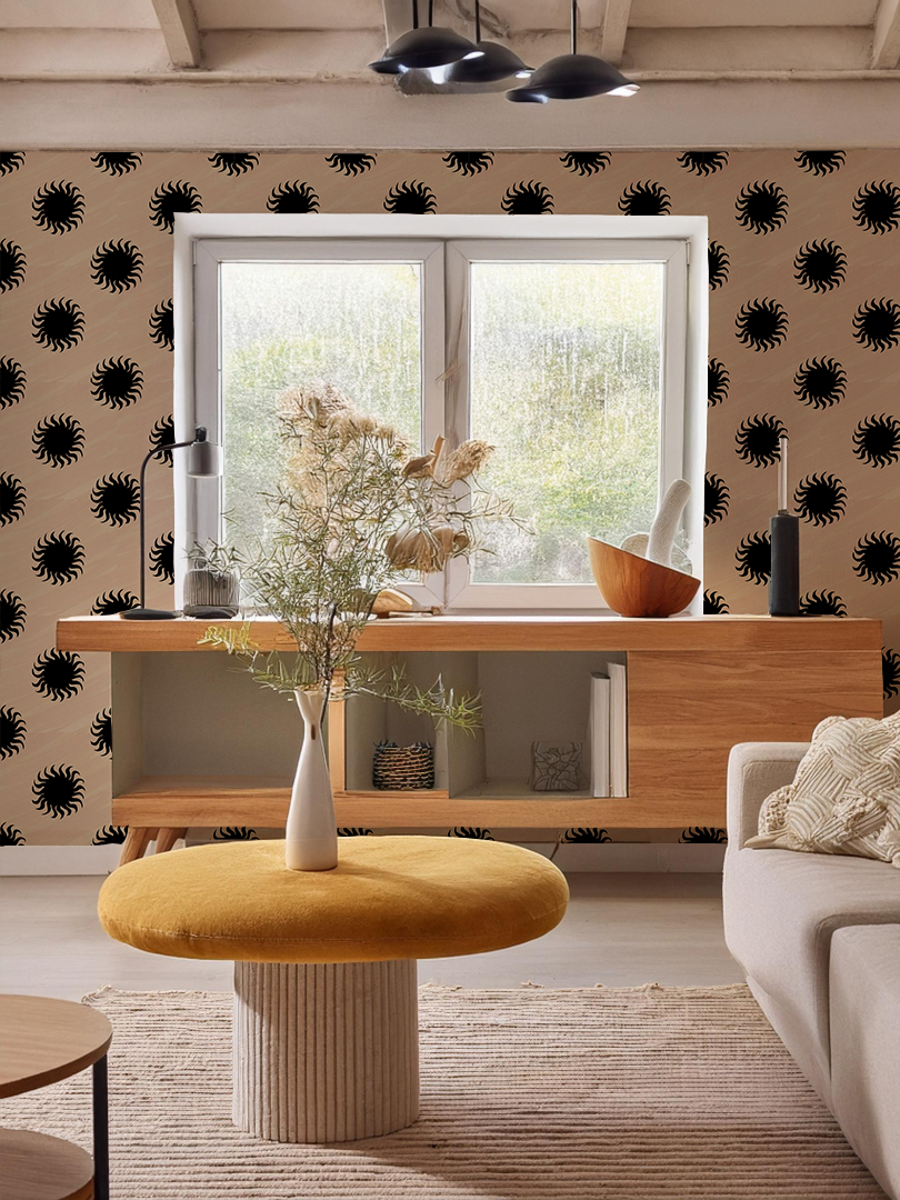 Sol Wallpaper, tan and black - Tampa Home & Garden Store