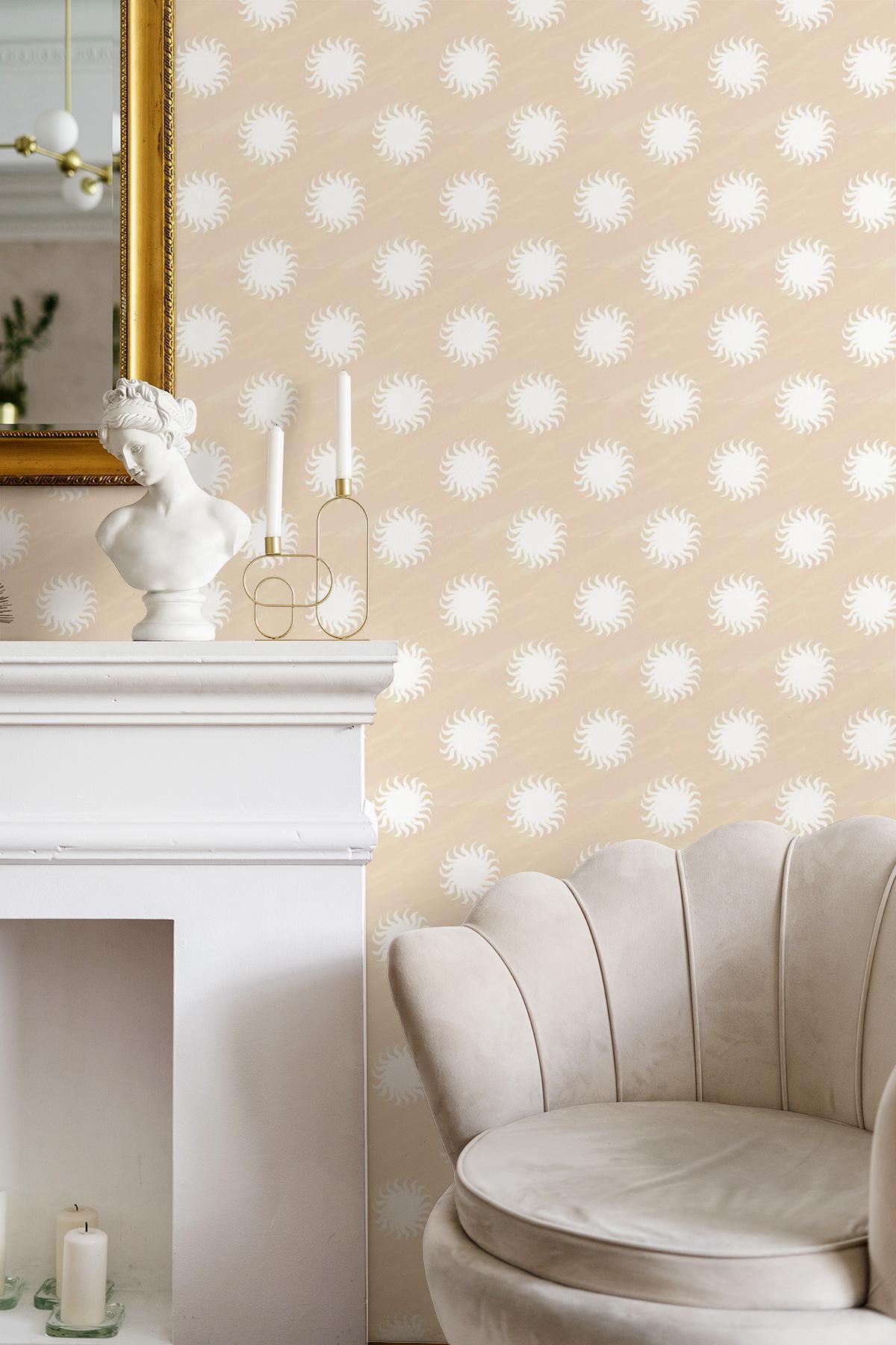 Sol Wallpaper, tan & white - Tampa Home & Garden Store