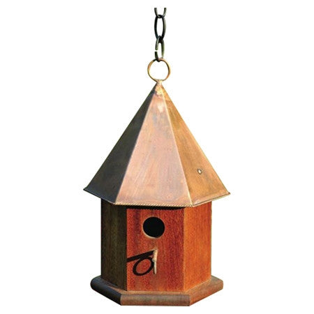 Solid Mahogany Wood Songbird Birdhouse with Shiny Copper Roof - Tampa Home & Garden Store