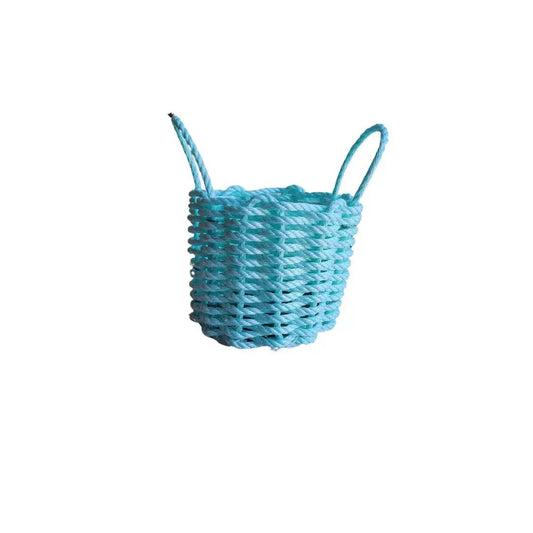 Basket Maine Lobster Rope teal twin handles Little Salty Rope Basket on Tampa Home & Garden Store