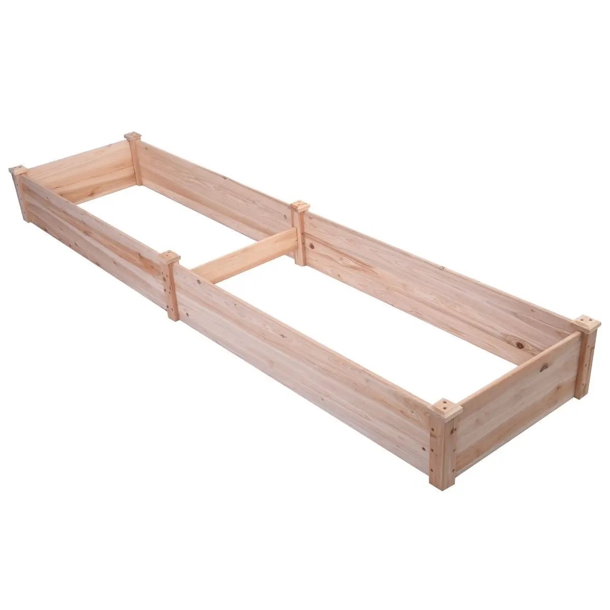 Solid wood raised garden bed frame 8 ft x 2 ft in natural pine, rectangular planter on Tampa Home & Garden Store