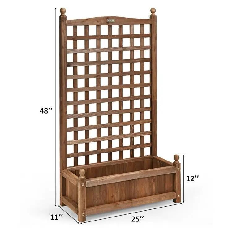 Solid wood farmhouse planter with lattice trellis in natural finish by HomePacific on Tampa Home & Garden Store