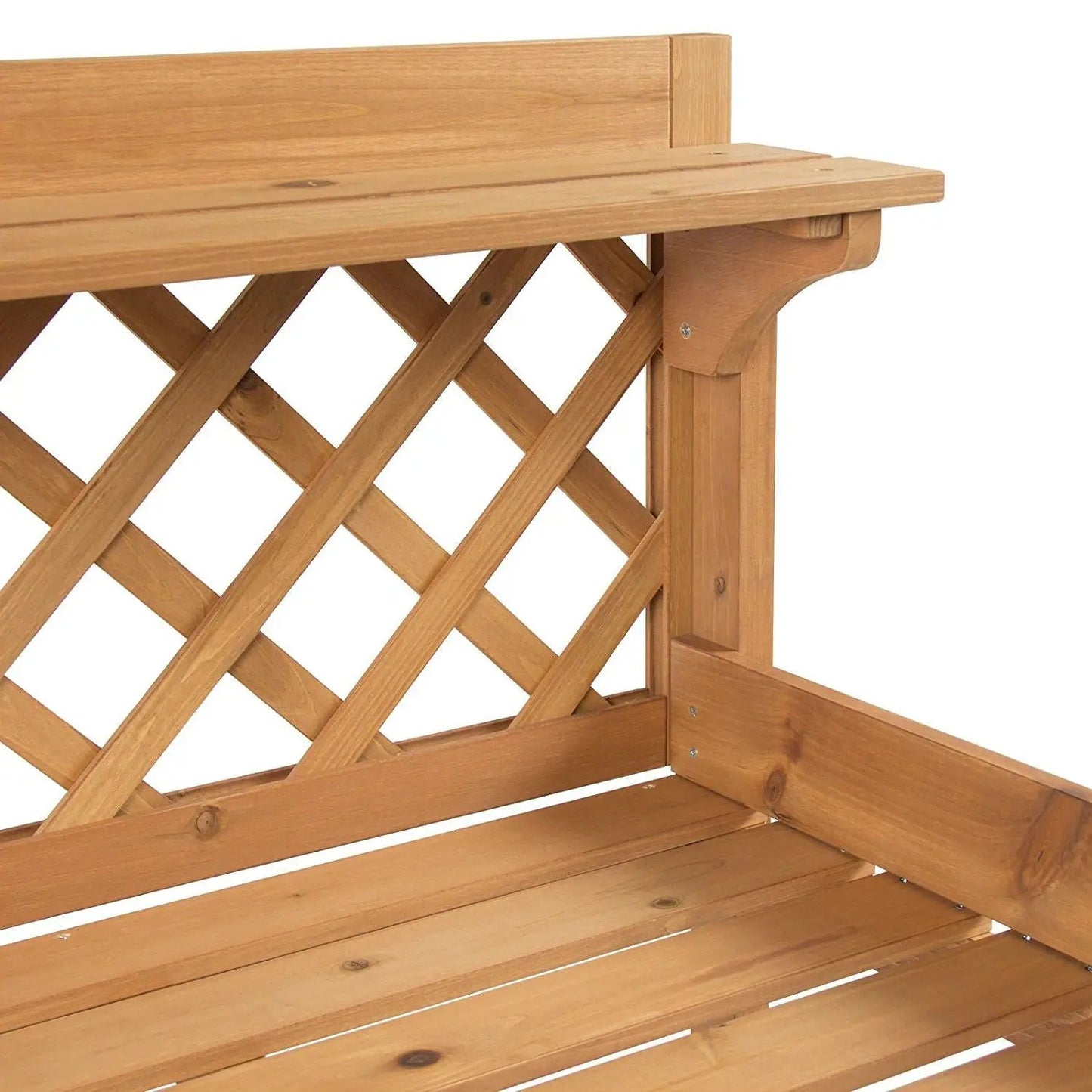 Solid Wood Garden Potting Bench natural finish with lattice trellis, fir wood HomePacific on Tampa Home & Garden Store