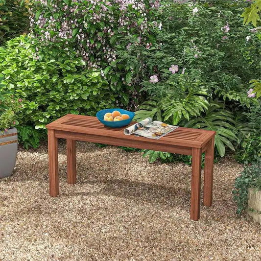 Solid Wood Outdoor 2-Seat Backless Garden Bench in Natural Finish - Tampa Home & Garden Store