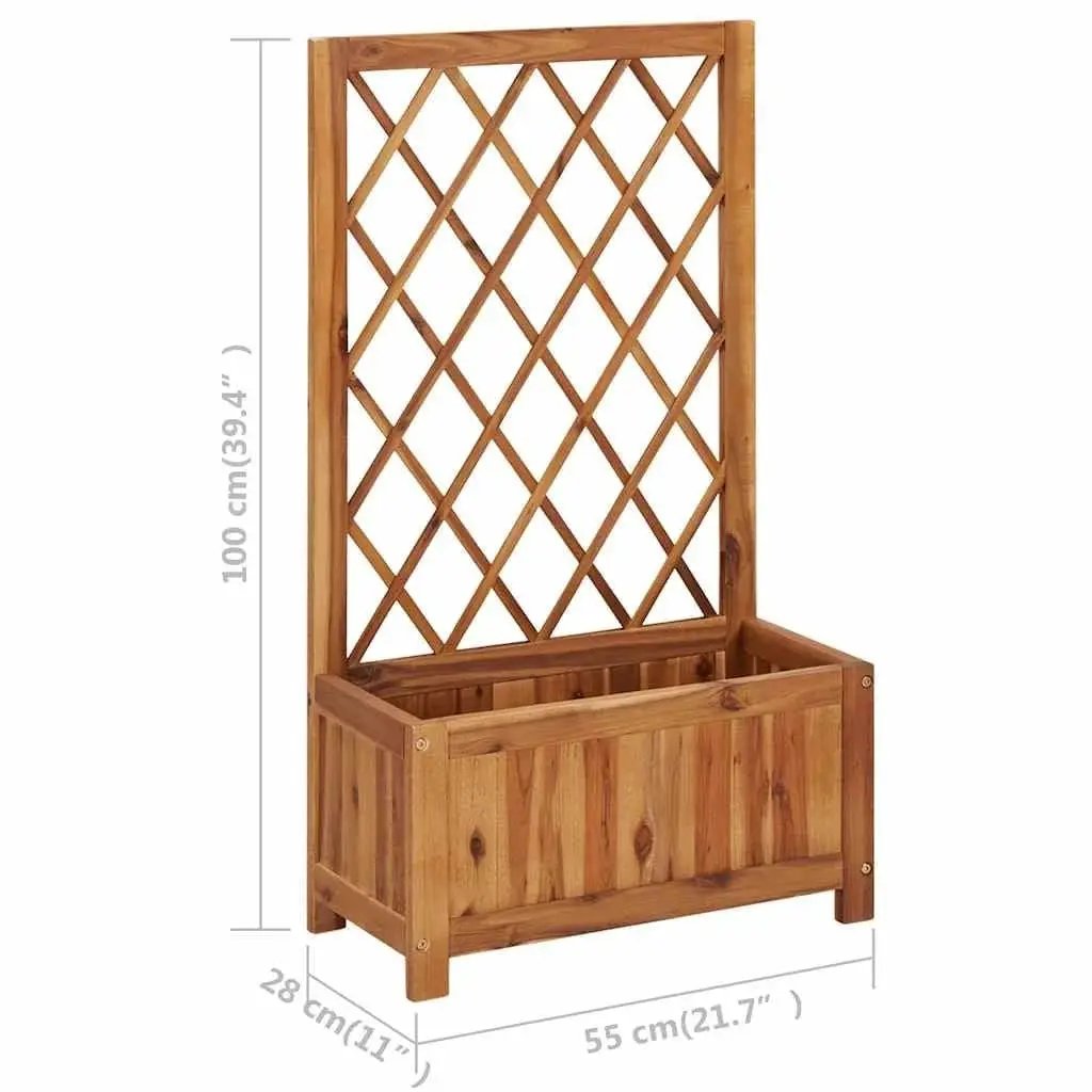 Solid wood raised garden bed planter with lattice trellis in natural finish on Tampa Home & Garden Store