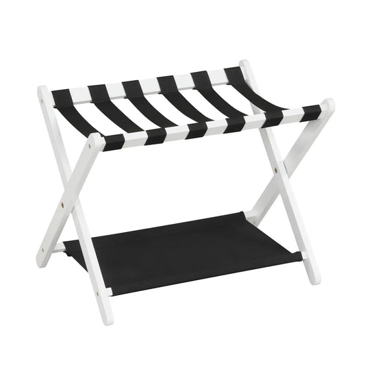 Rubberwood Folding Luggage Rack With Shelves