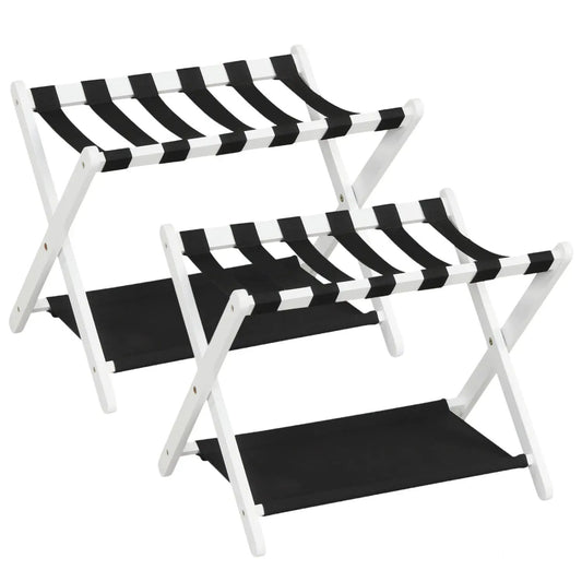 Rubberwood Folding Luggage Rack With Shelves