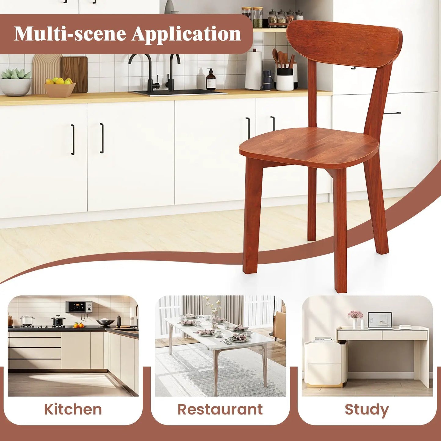 Solid wood dining chair with curved back in espresso finish on Tampa Home & Garden Store