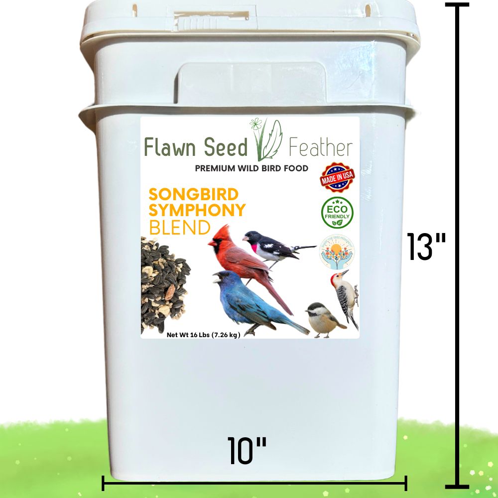 Flawn Seed Kits Songbird Symphony Blend bird food bucket white 16 lb wild bird mix on Tampa Home & Garden Store