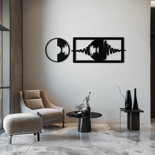 Soundwave Vinyl Record Metal Wall Art - Modern Music-Inspired Steel Wall Decor - KAF133 - Tampa Home & Garden Store