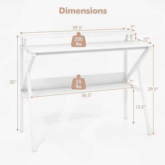 Space Saving Desk with Monitor Stand and Storage by DirectDeals white finish on Tampa Home & Garden Store