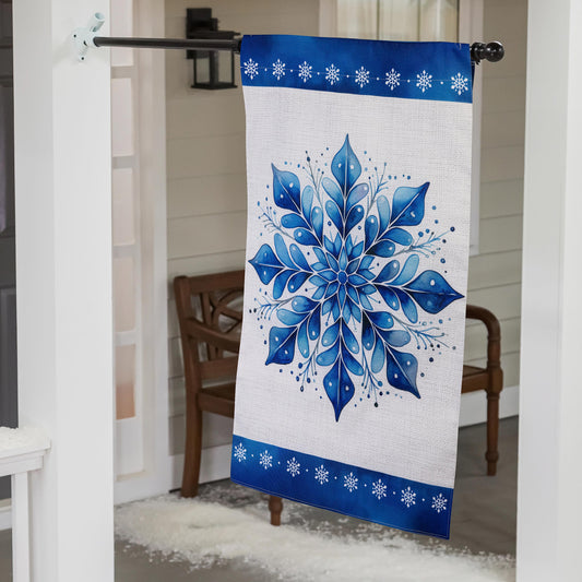 Sparkling Snowflake Burlap House Flag - Tampa Home & Garden Store