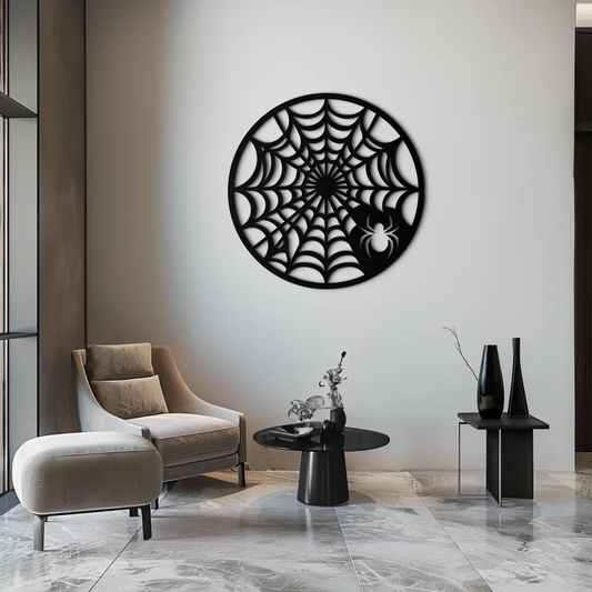 Spider Web Round Metal Wall Art by Enova Art in black, modern decor on Tampa Home & Garden Store