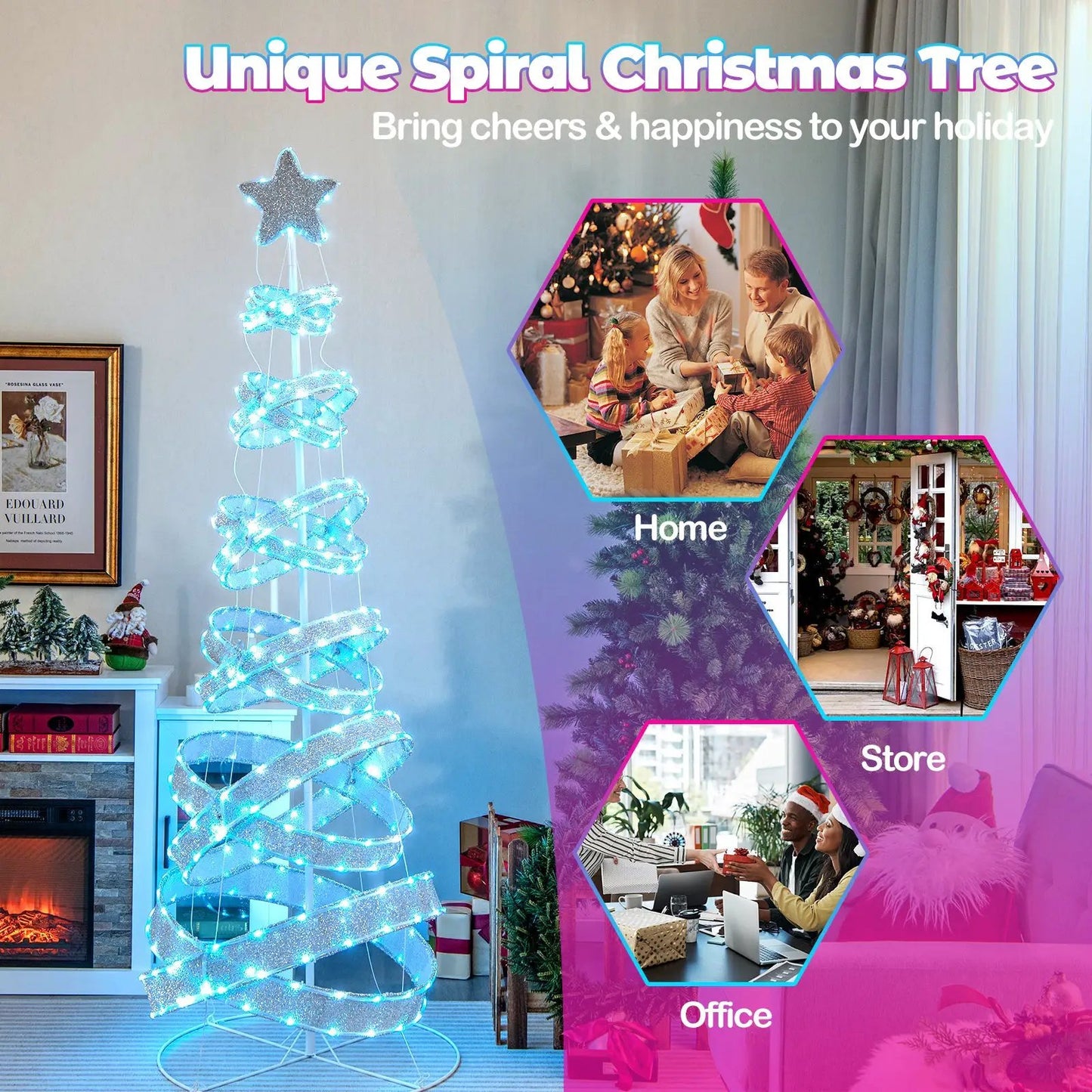 7 Feet Outdoor Spiral Christmas Tree for Party Xmas New Year Decoration - Tampa Home & Garden Store