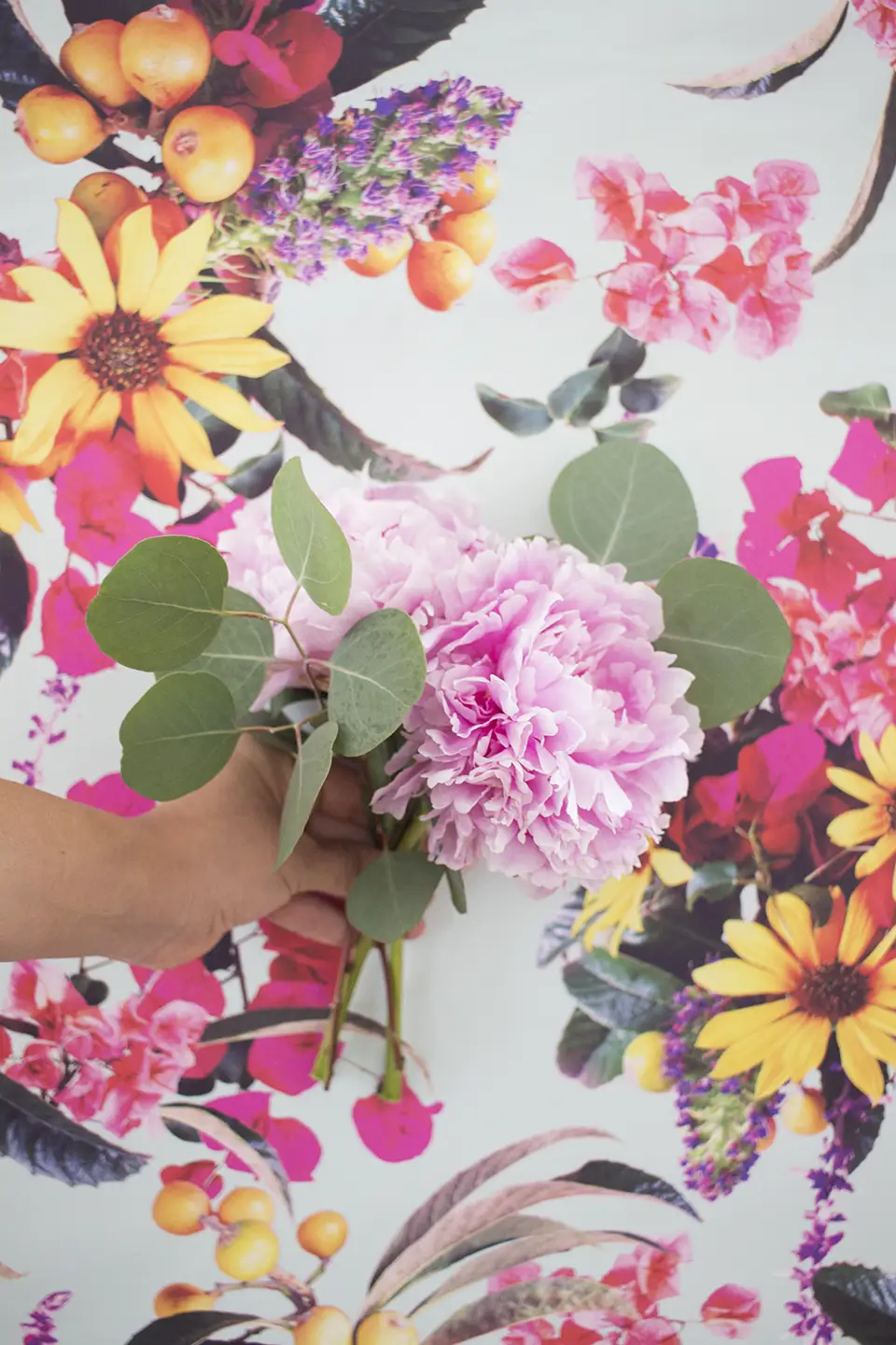 Springtime Wallpaper in Pink and Blue floral print by Samantha Santana Creative on Tampa Home & Garden Store