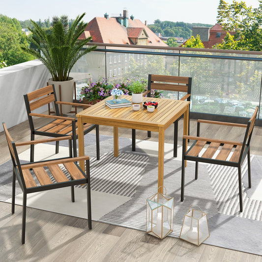 Square Acacia Wood Outdoor Dining Table with Umbrella Hole - Tampa Home & Garden Store