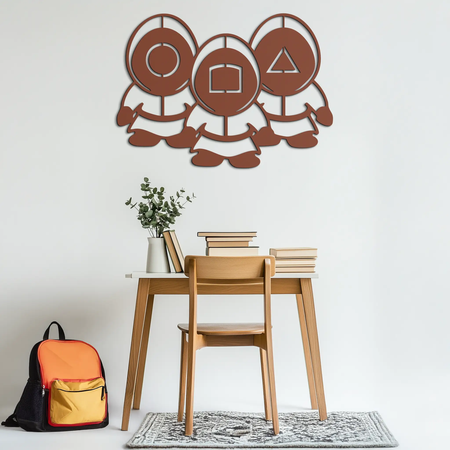 Squid Game Guards Wall Art metal sculpture in rust brown finish by Enova Art on Tampa Home & Garden Store