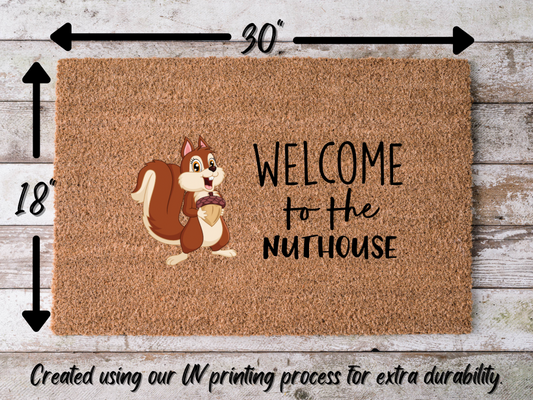 Squirrel Doormat "Welcome to the Nuthouse" Squirrel Welcome Mat - Tampa Home & Garden Store