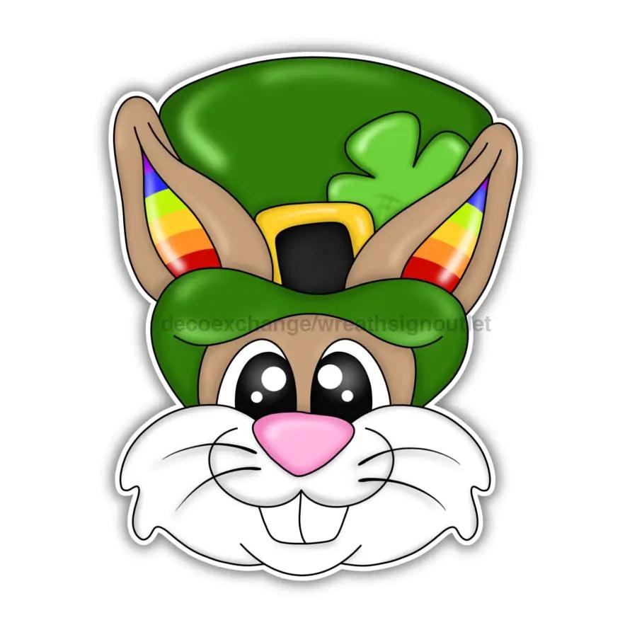 Door hanger 22 inch DecoExchange bunny with green leprechaun hat and rainbow ears on Tampa Home & Garden Store