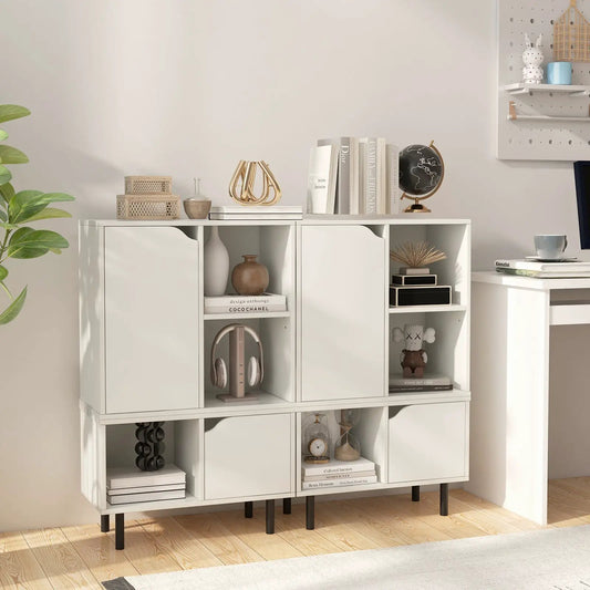 Stackable Bookcase with Adjustable Shelves and Cubes, white, DirectDeals, modular storage on Tampa Home & Garden Store