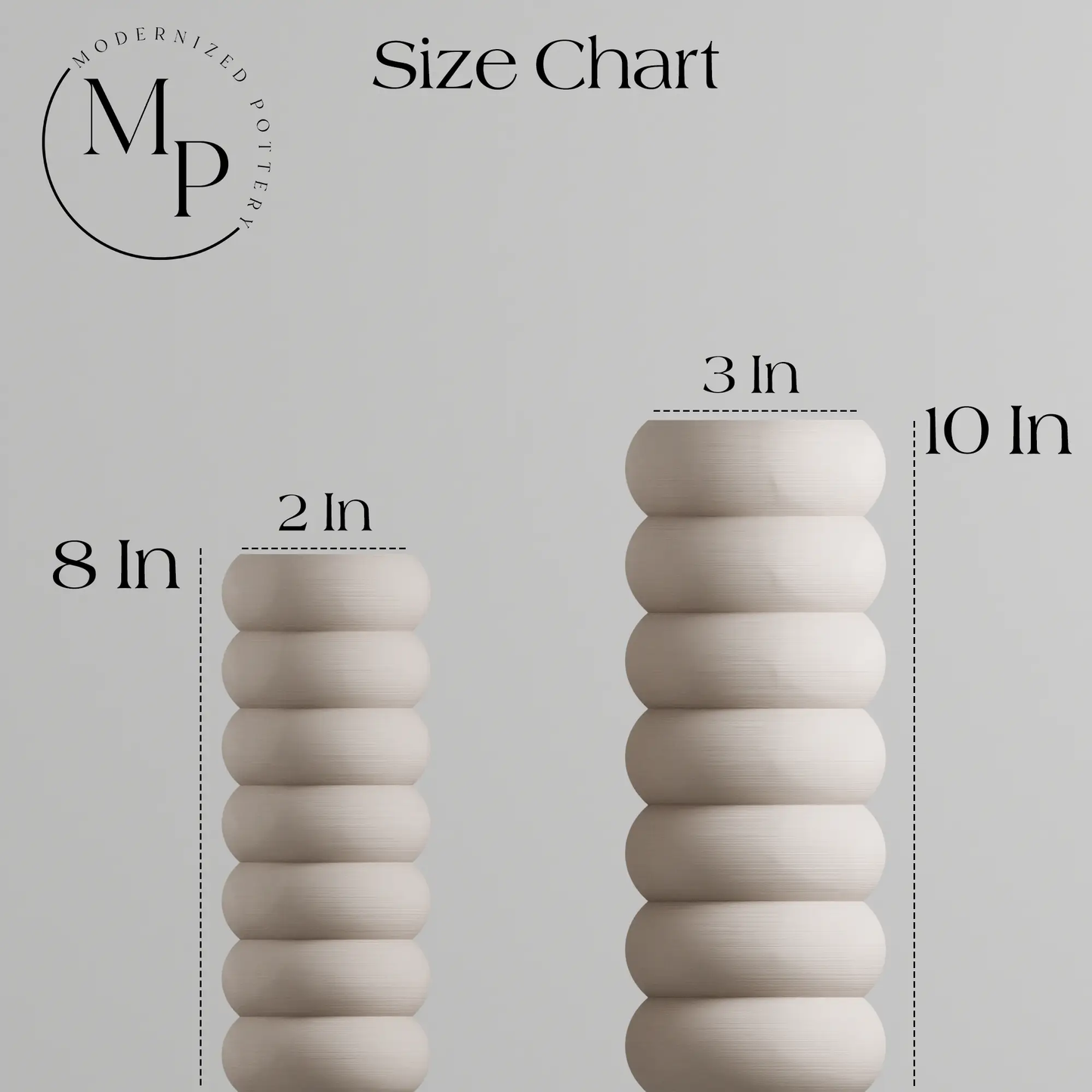 Stacked Vase by Modernized Pottery, two beige ceramic forms with rounded segments, size options on Tampa Home & Garden Store