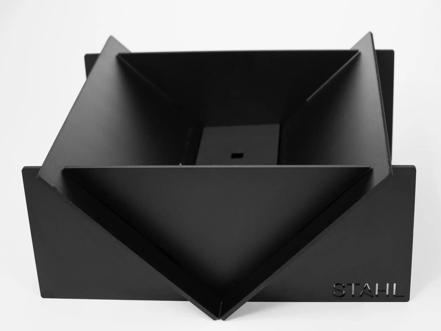 Stahl Camper Firepit portable aluminum black metal with angular geometric panels brand STAHL on Tampa Home & Garden Store