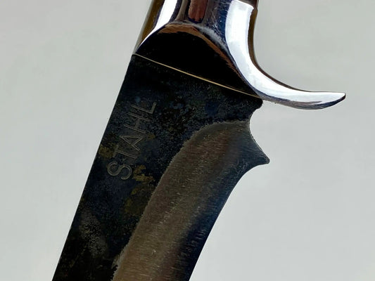 Stahl knife with Kydex sheath, black textured blade and polished steel guard on Tampa Home & Garden Store