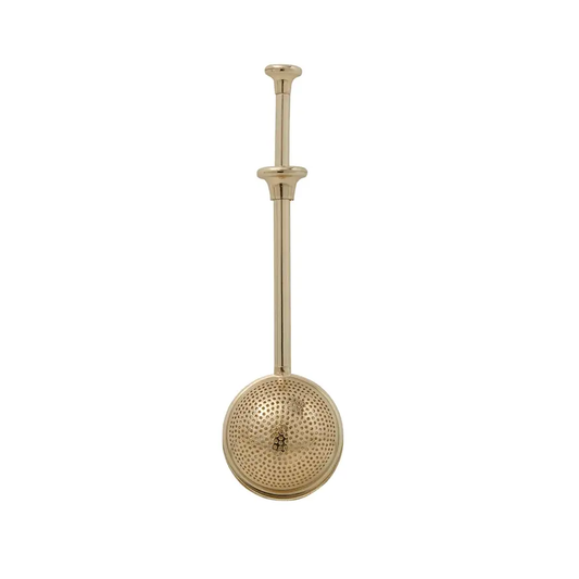 Stainless steel egg tea infuser in gold-tone finish by White Cliff Studio on Tampa Home & Garden Store