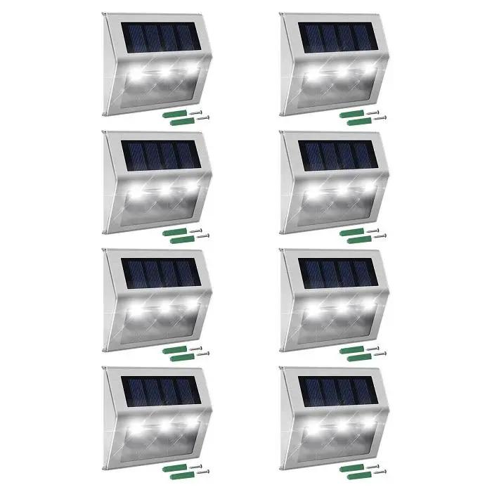 Stainless Steel LED Solar Stair Step Lights set of 10, True Lumens, dusk-to-dawn on Tampa Home & Garden Store