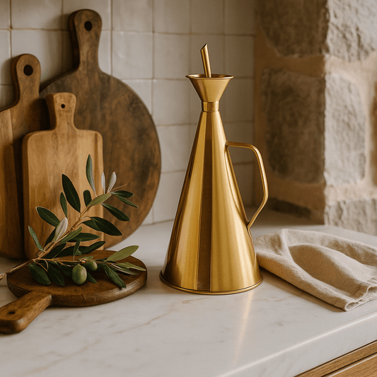 Stainless Steel Oil Cruet with Gold Finish - Tampa Home & Garden Store