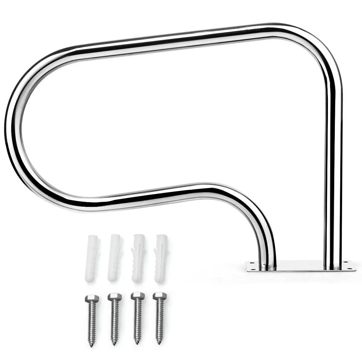 DirectDeals stainless steel pool hand rail with base plate and hardware (4 screws + 4 anchors) on Tampa Home & Garden Store