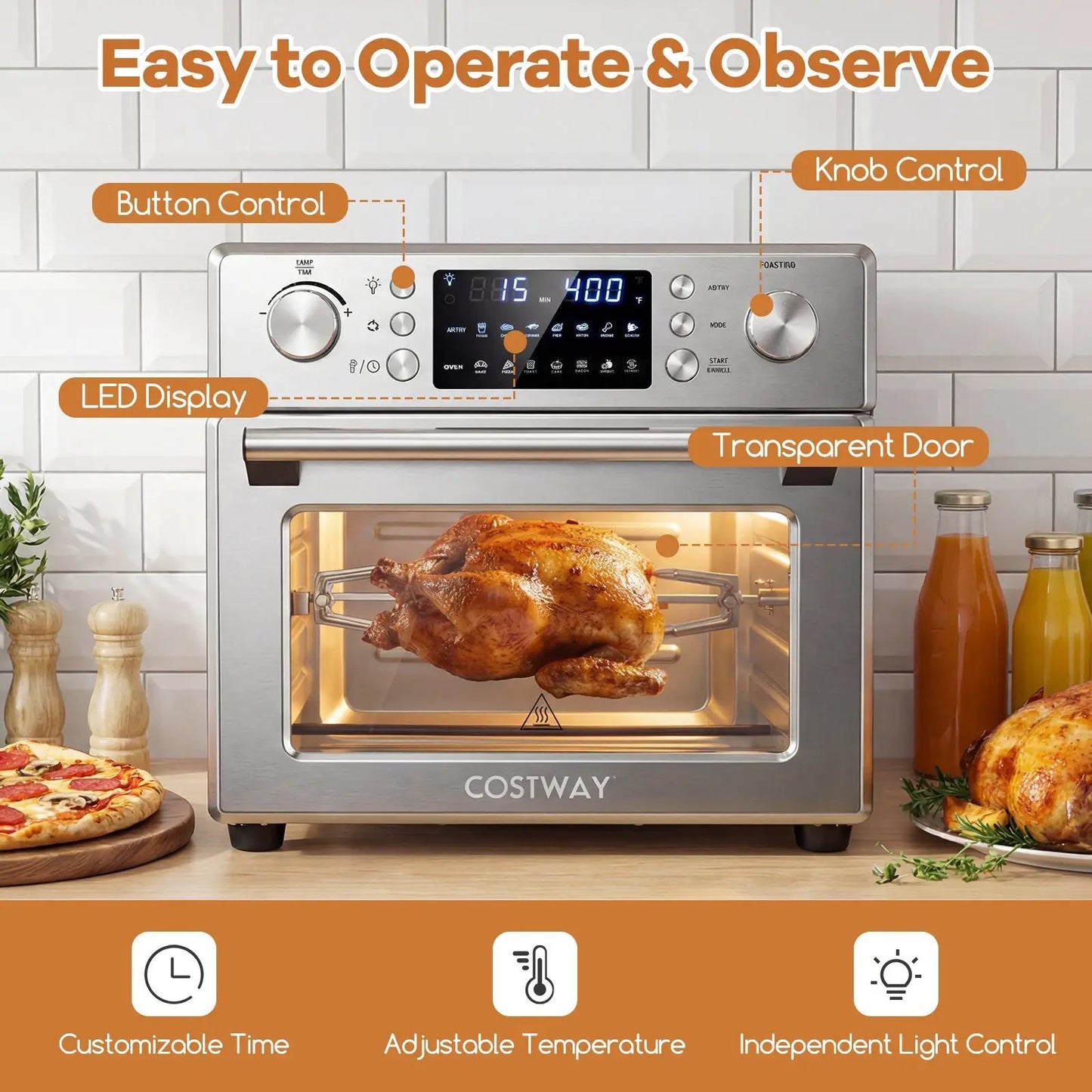 Stainless Steel Countertop Convection Oven DirectDeals, LED display, transparent door on Tampa Home & Garden Store