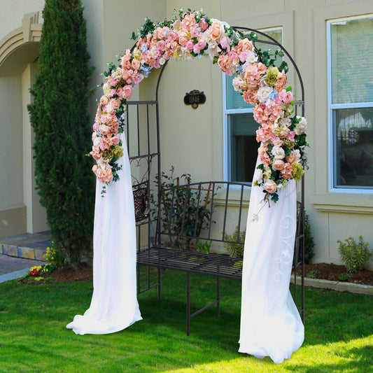Steel Garden Arch with 2-Seat Bench - Tampa Home & Garden Store