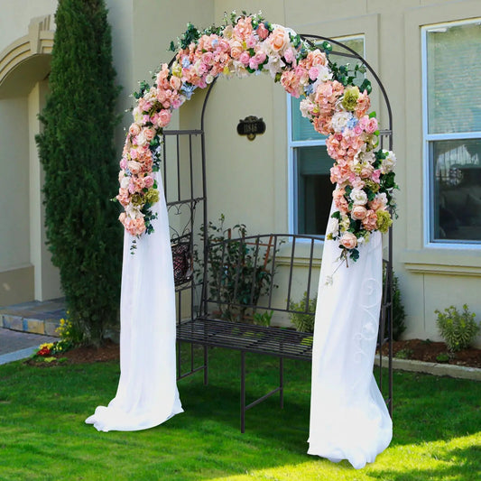 Steel Garden Arch with 2-Seat Bench - Tampa Home & Garden Store