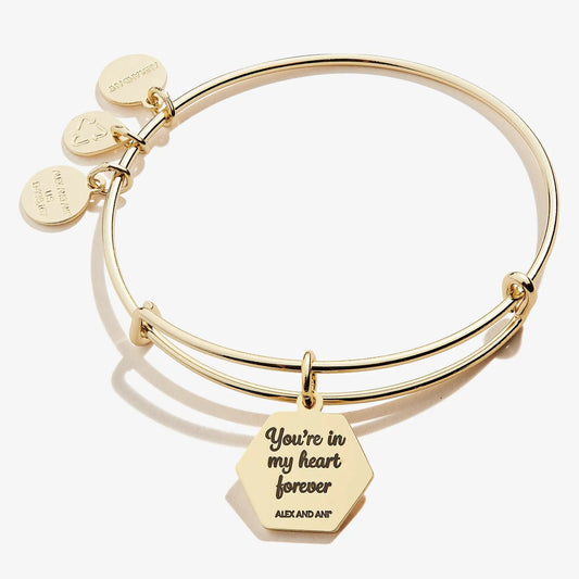 Stepmom You're in My Heart Forever charm bangle by Alex and Ani, with heart charms on Tampa Home & Garden Store