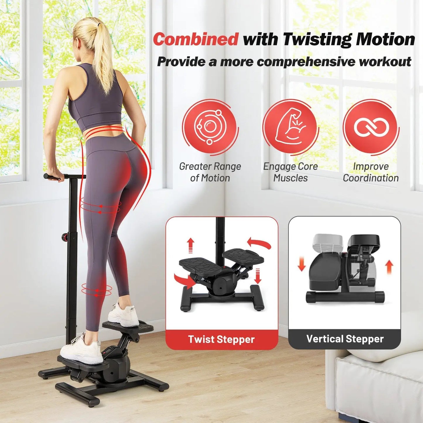 Twist Stair Stepper for Home Exercise, black with a second Vertical Stepper shown on Tampa Home & Garden Store