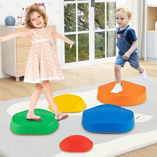 Kids stepping stones 5-piece non-slip balance stones set in green blue orange yellow red on Tampa Home & Garden Store
