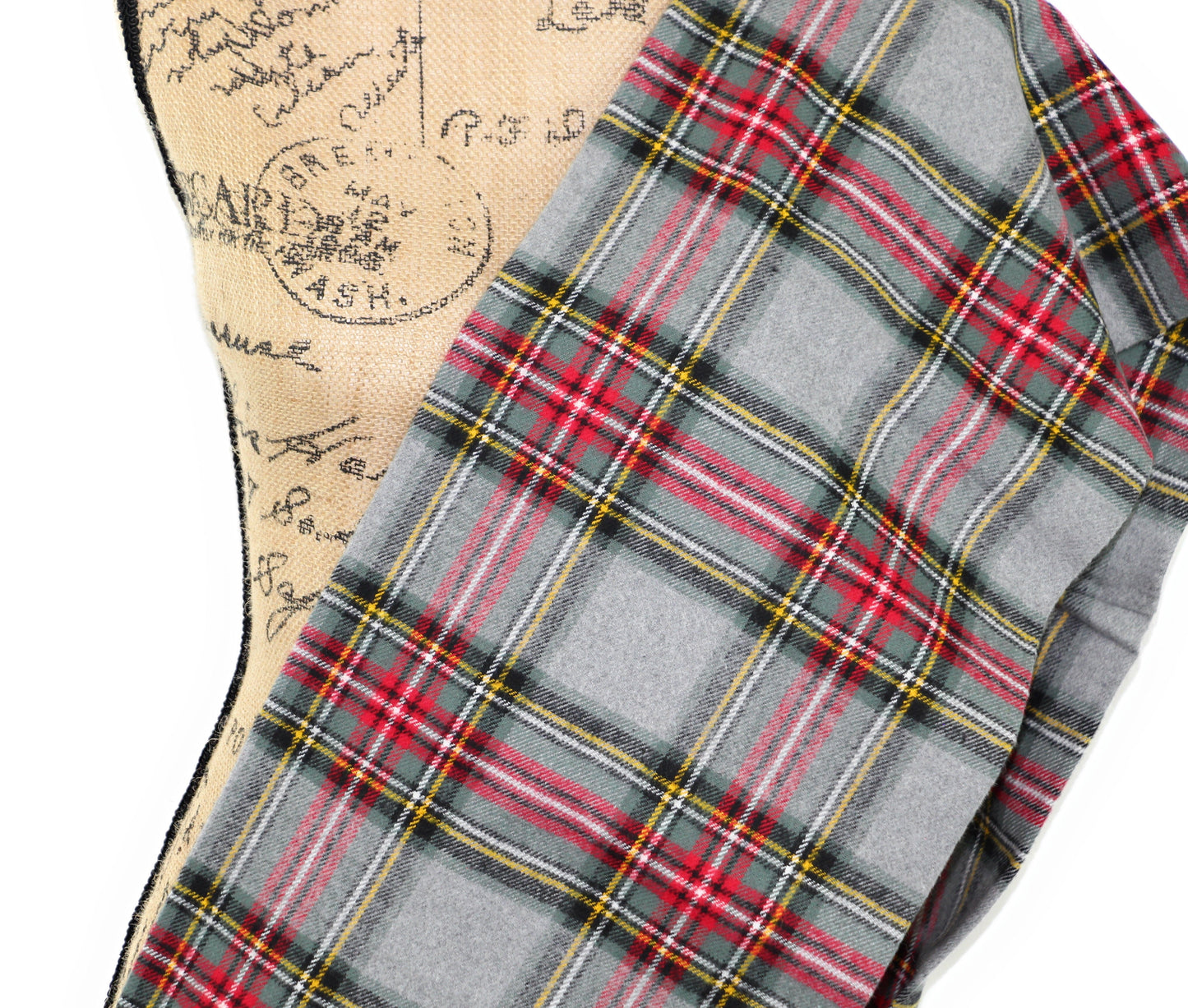 Stewart Tartan in Heather Gray with Sage Green and Red Flannel Plaid Infinity or Blanket Scarf - Tampa Home & Garden Store